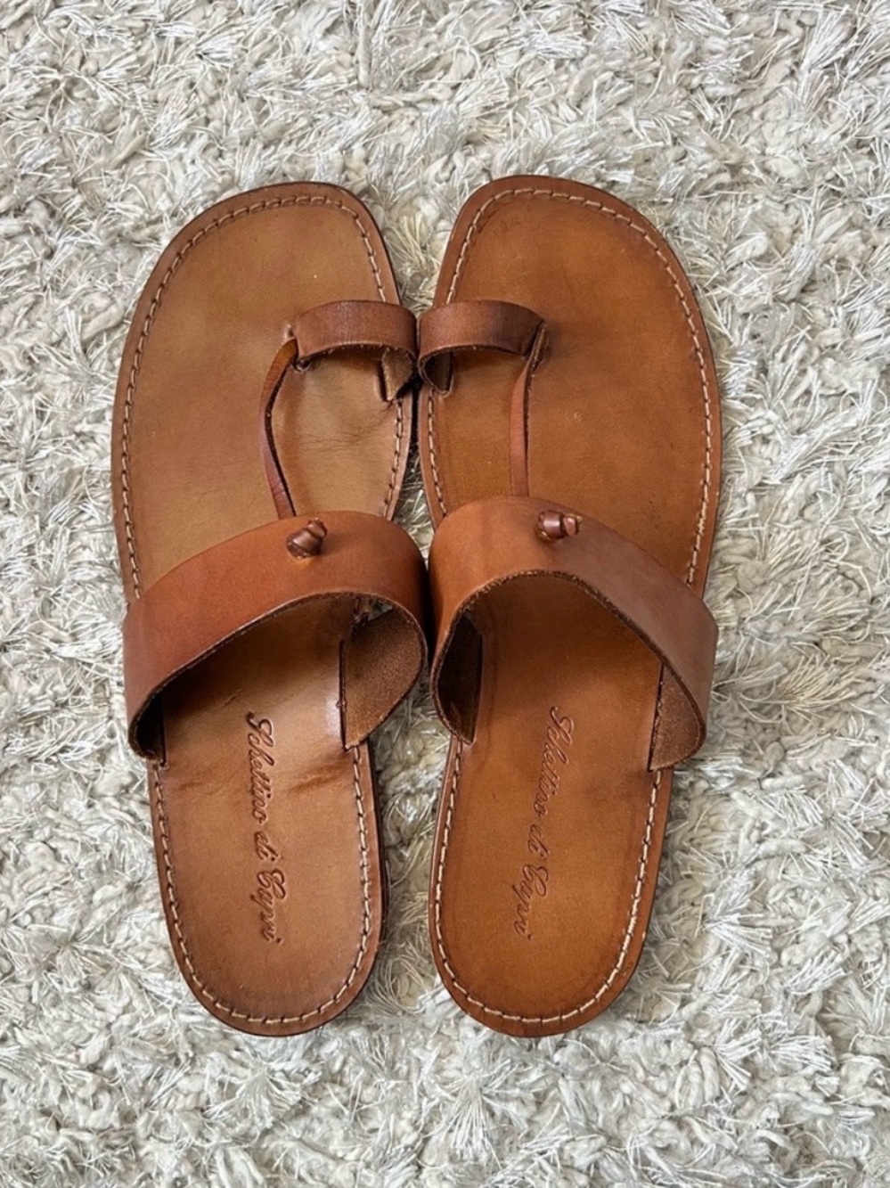 Vero Cuoio Brown Leather Toe-Loop Women's Sandals size 10